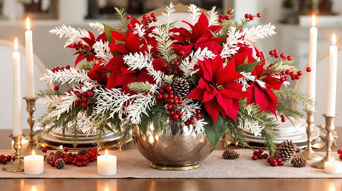 festive table arrangement centerpiece