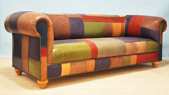 patchwork με δέρματα, patchwork ιδέες, patchwork καναπές